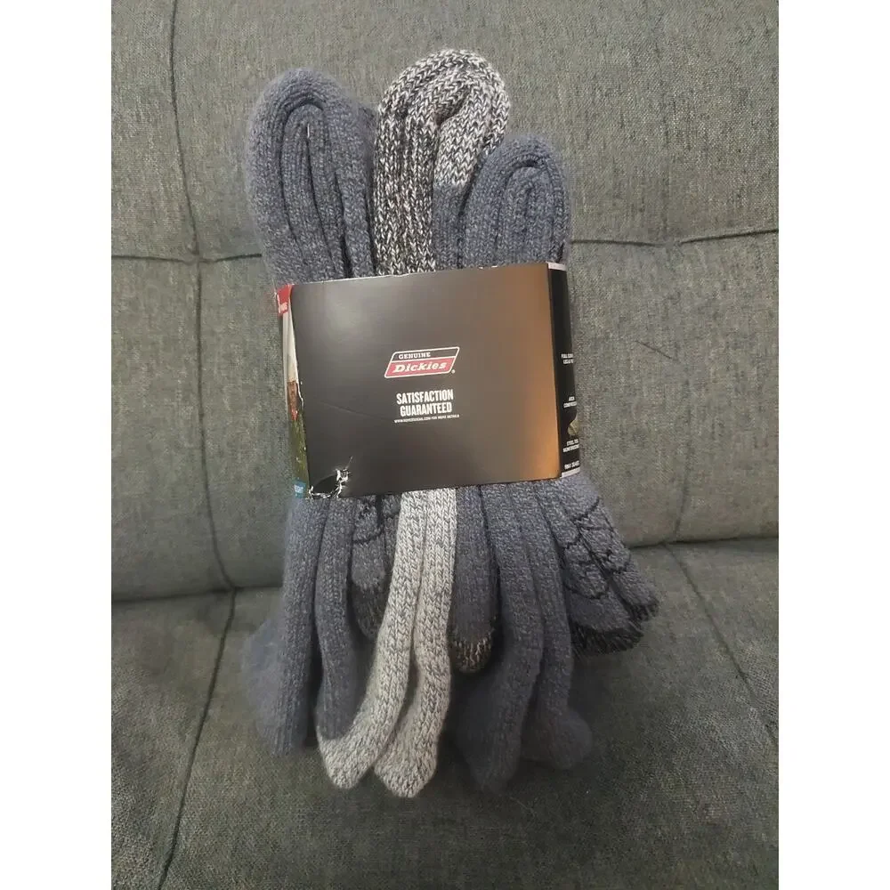 Dickies Blue Crew Performance Mens WoolBlend Thermal Socks 3 Pair Shoe Size 6-12